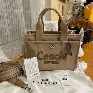Coach Beige Canvas Tote with Logo